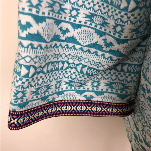 Valerie Stevens Blue White Tribal Fringe Blazer - Picture 5 of 7